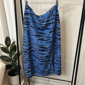 Skirt Top Set - Naked Zebra - Blue Zebra Midi Skirt - Asymmetric Button/Slit